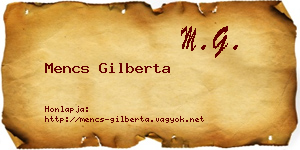 Mencs Gilberta névjegykártya